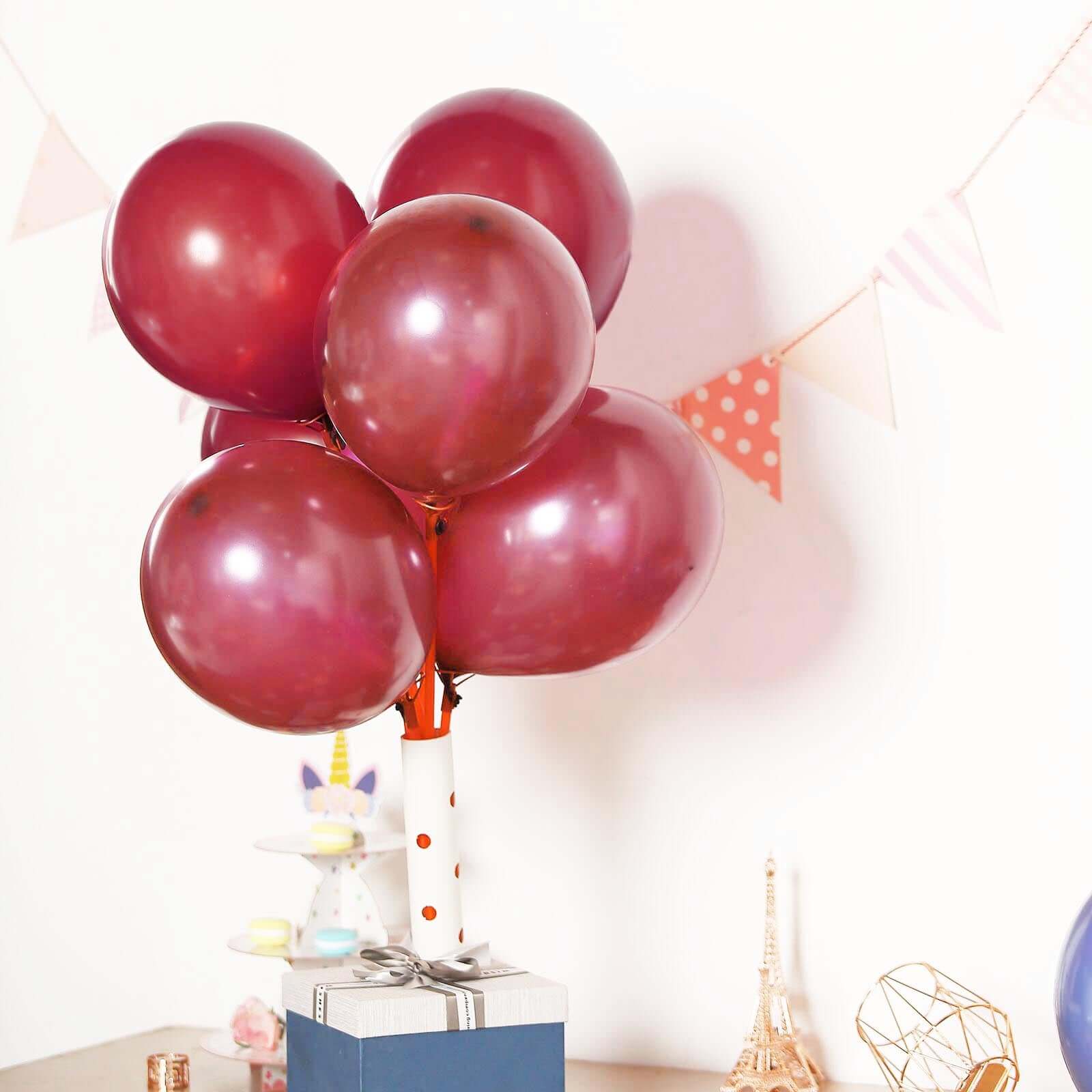 25 Pack 12" Shiny Pearl Burgundy Latex Helium or Air Balloons