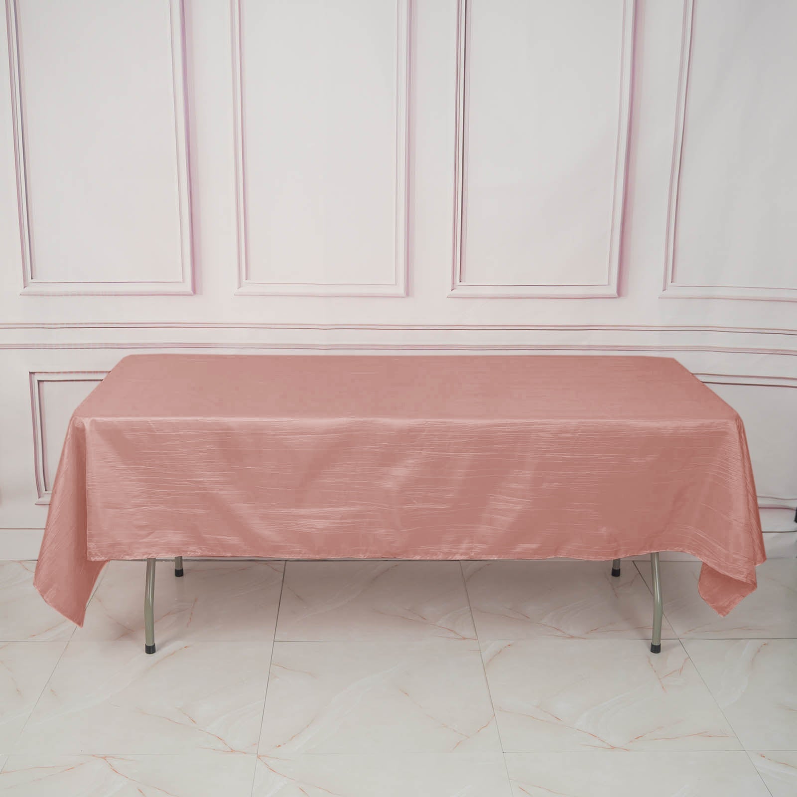 Taffeta 60"x102" Rectangle Tablecloth Dusty Rose - Accordion Crinkle Table Cover