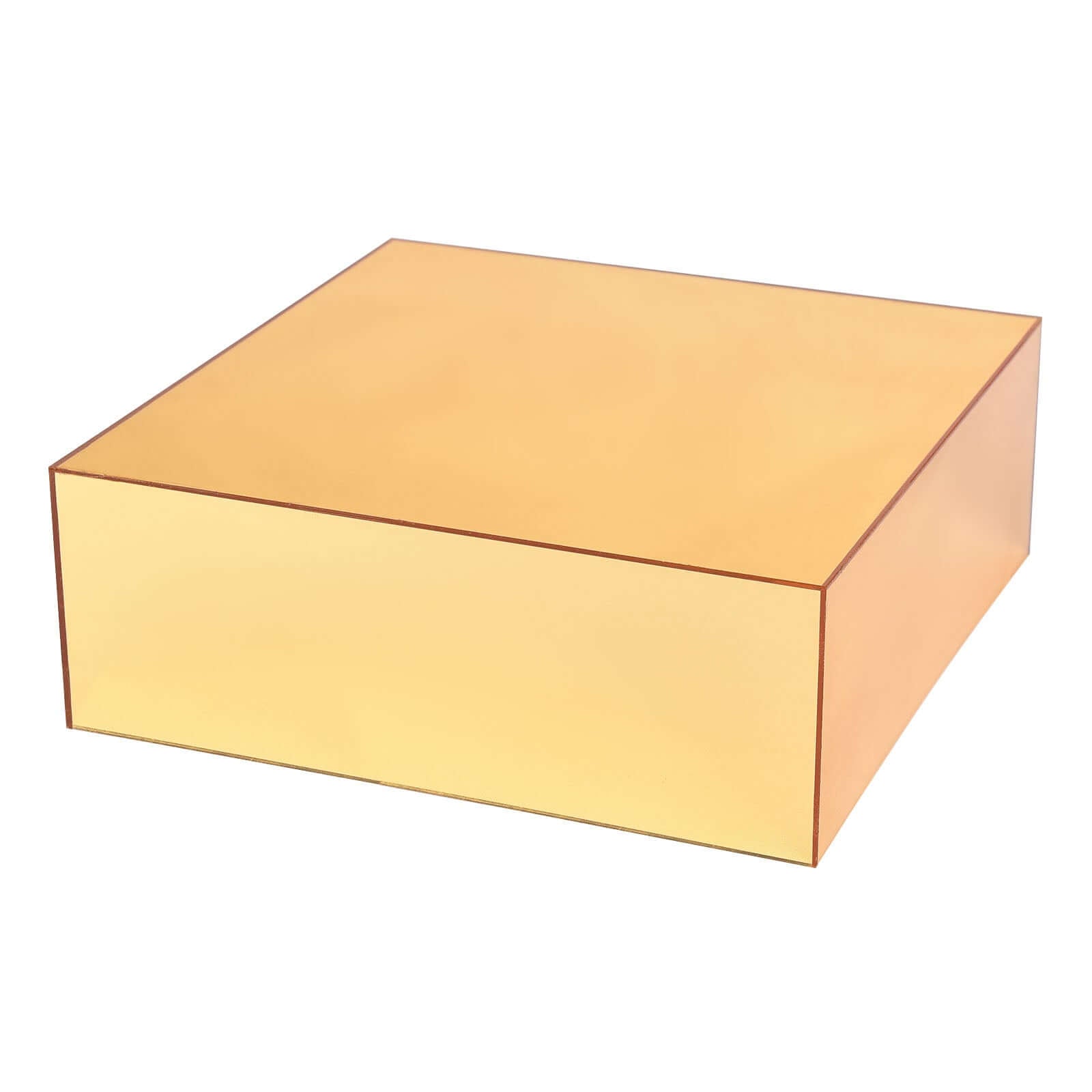 Acrylic Cake Box Stand Pedestal Riser Mirror Finish Gold - Display for Desserts and Events 14"x14"