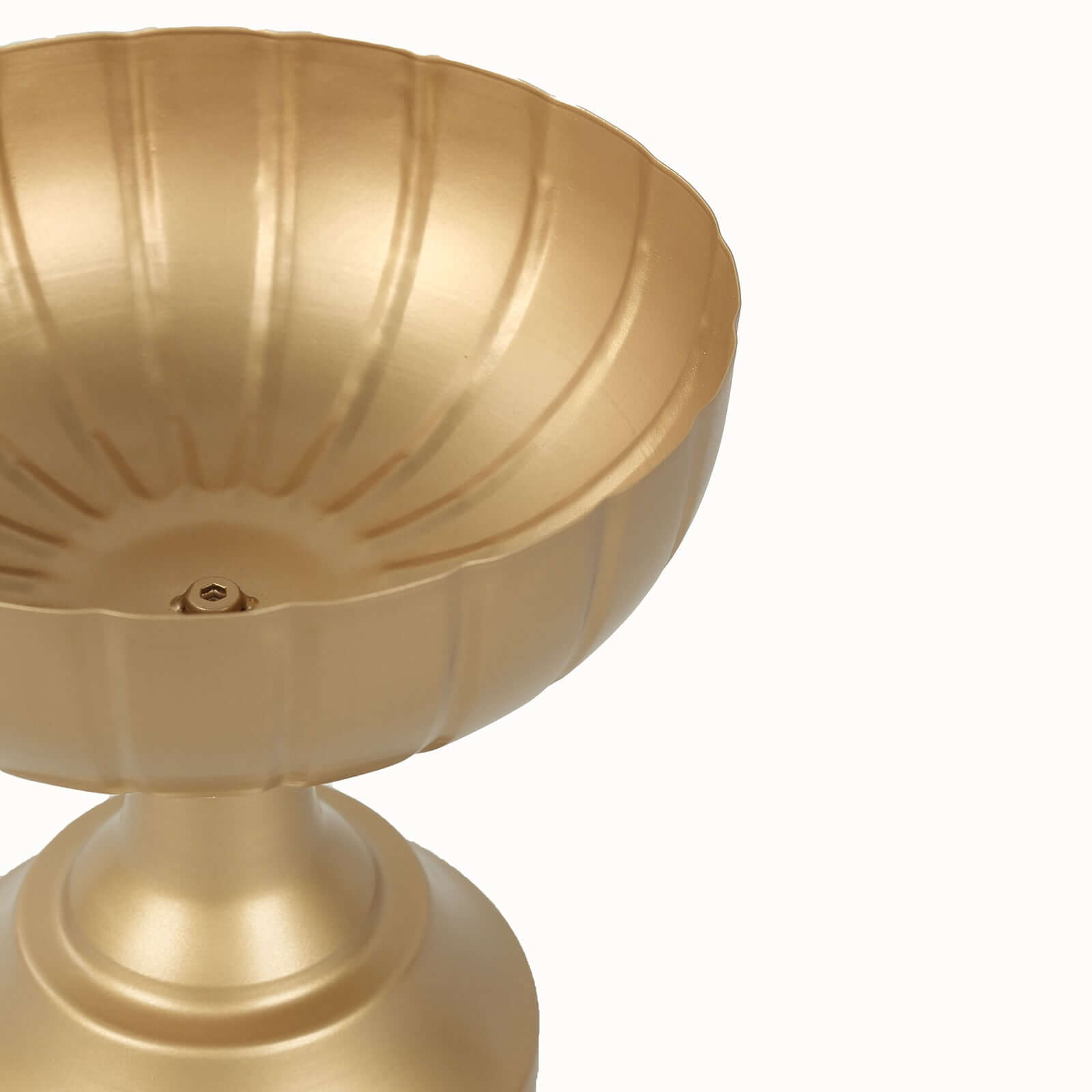 4-Pack Metal Compote Pedestal Bowl Flower Vases in Grecian Urn Style Gold - Refined Floral Wedding Table Centerpieces 8.5"