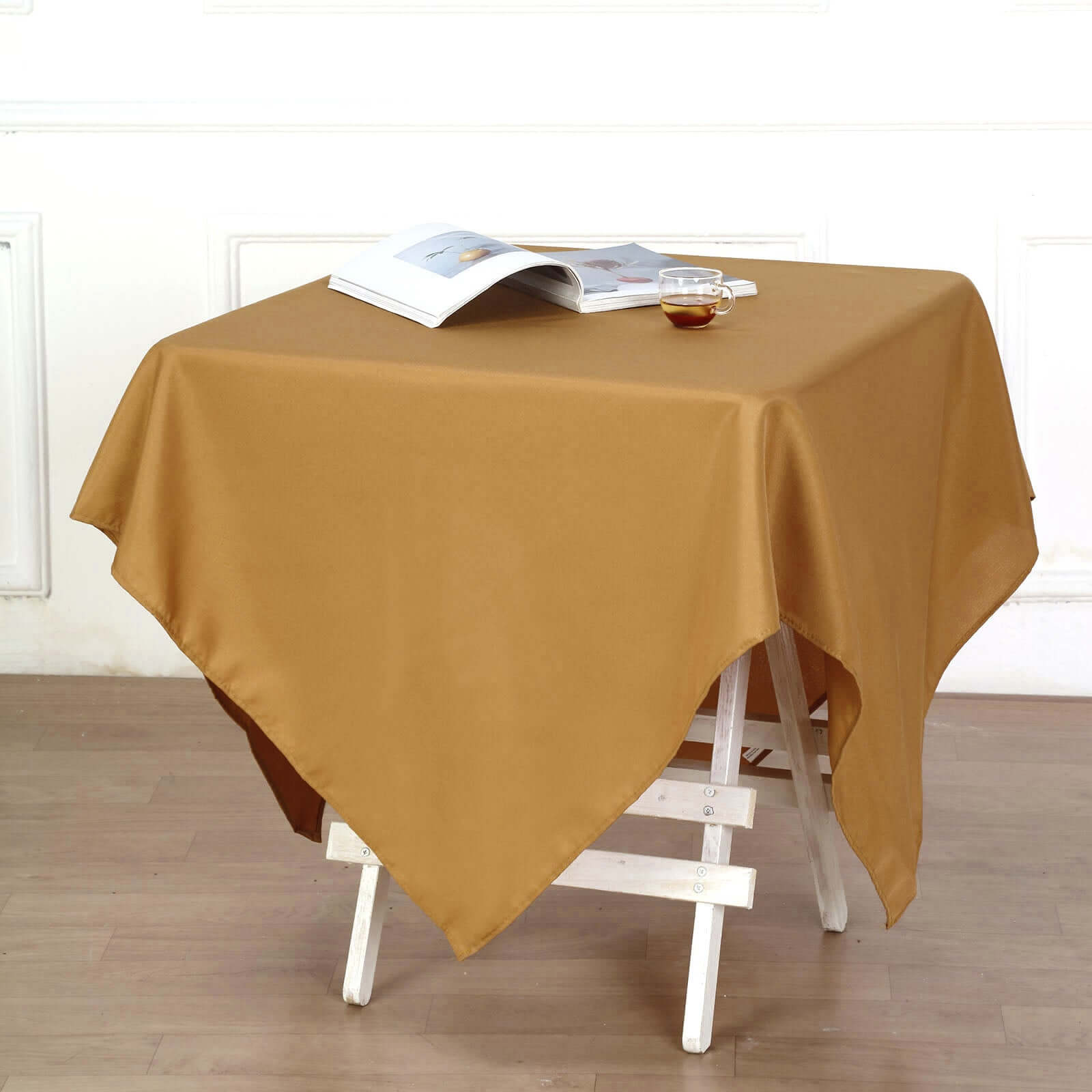 Polyester Square 54"x54" Tablecloth Gold - Wrinkle-Resistant & Durable Table Cover for Events
