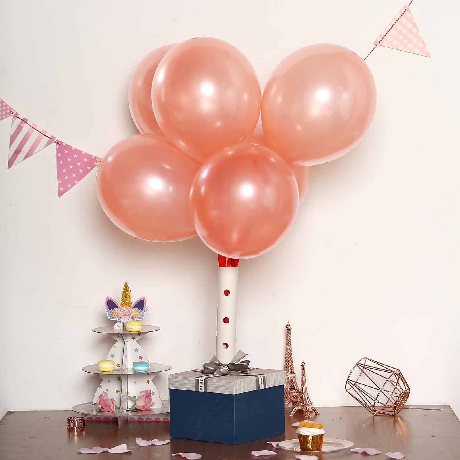 25 Pack 12" Shiny Pearl Rose Gold Latex Helium or Air Balloons