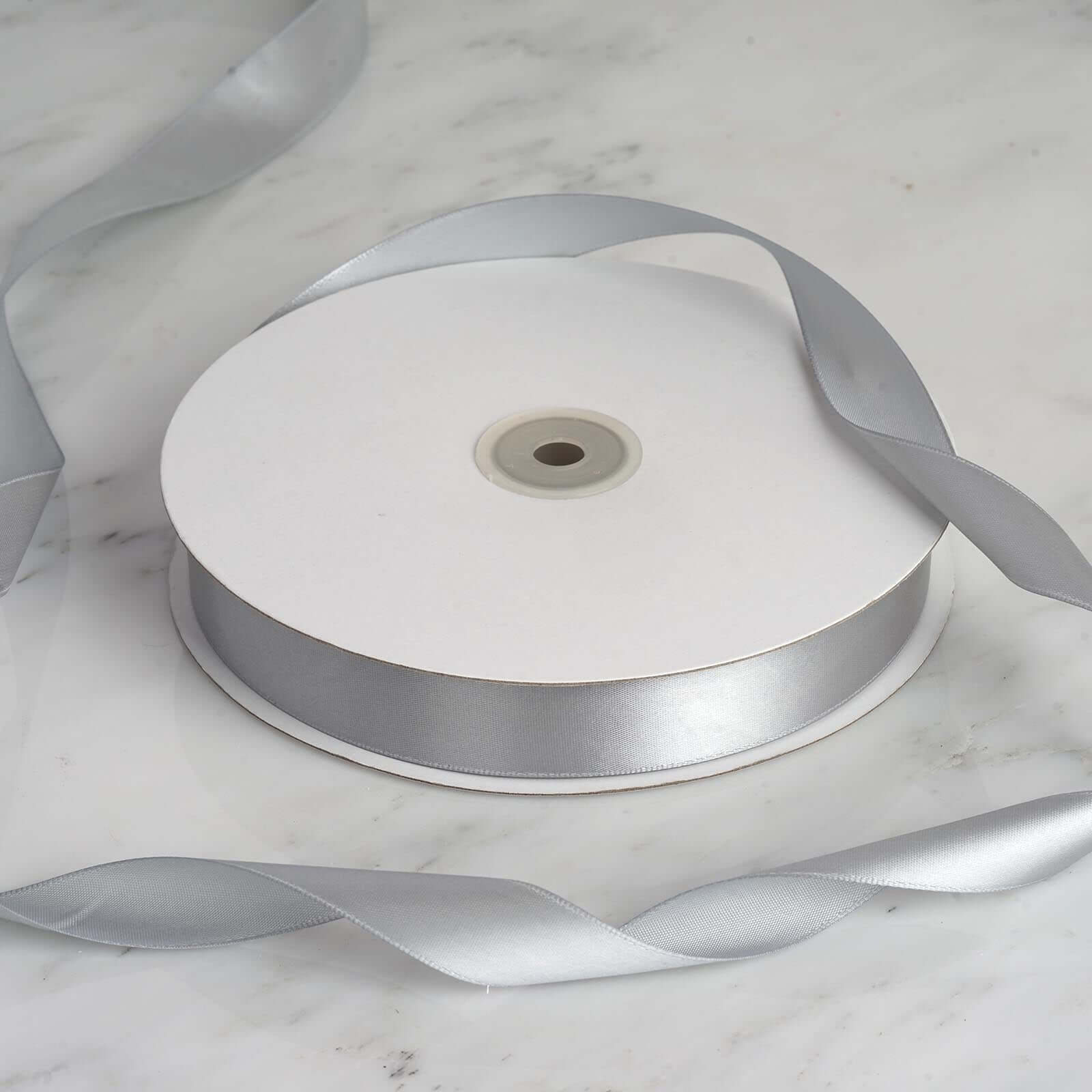 100 Yards 7 8" Silver Single Face Decorative Satin Ribbon