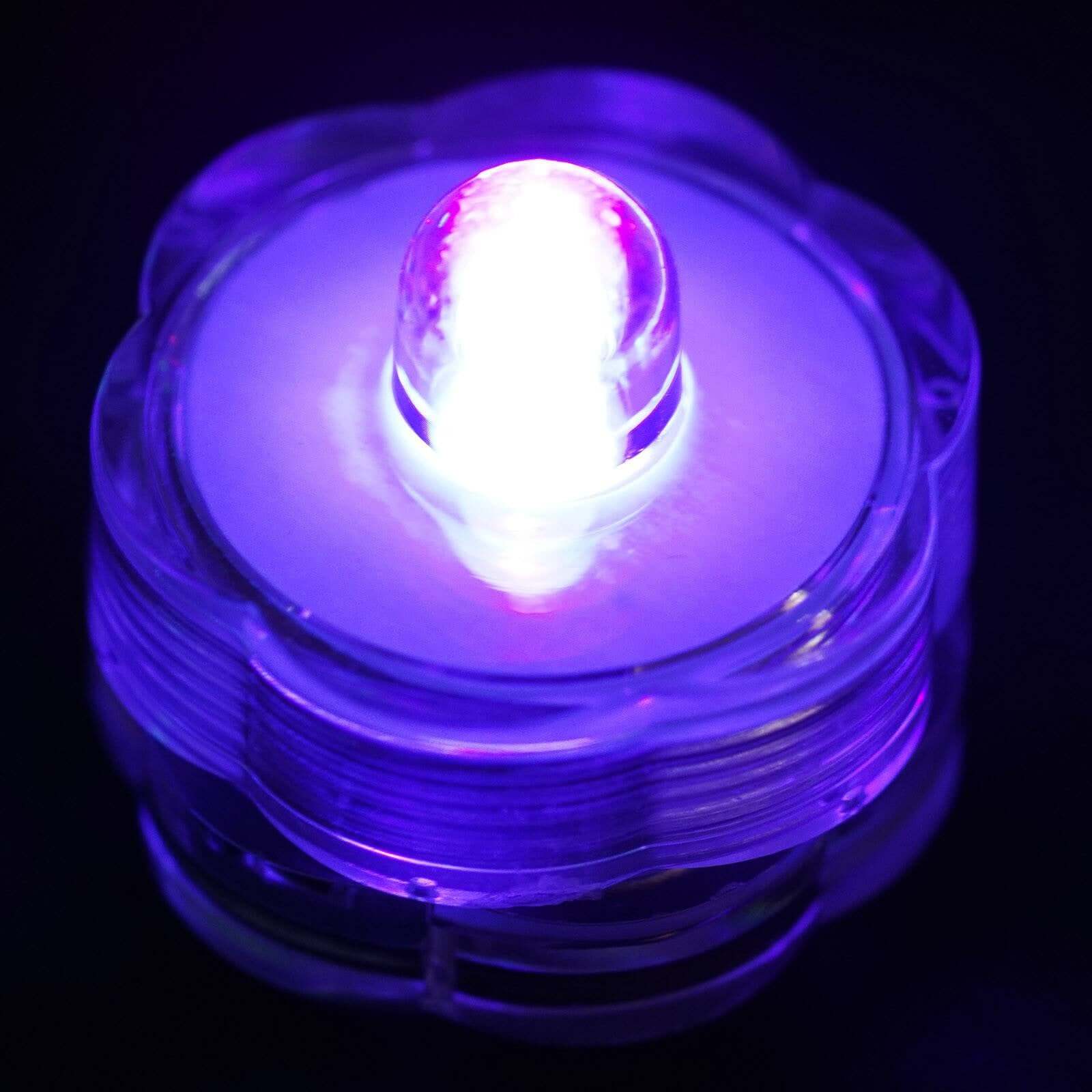 12-Pack LED Lights Flower Design - Submersible Waterproof Purple Battery Operated