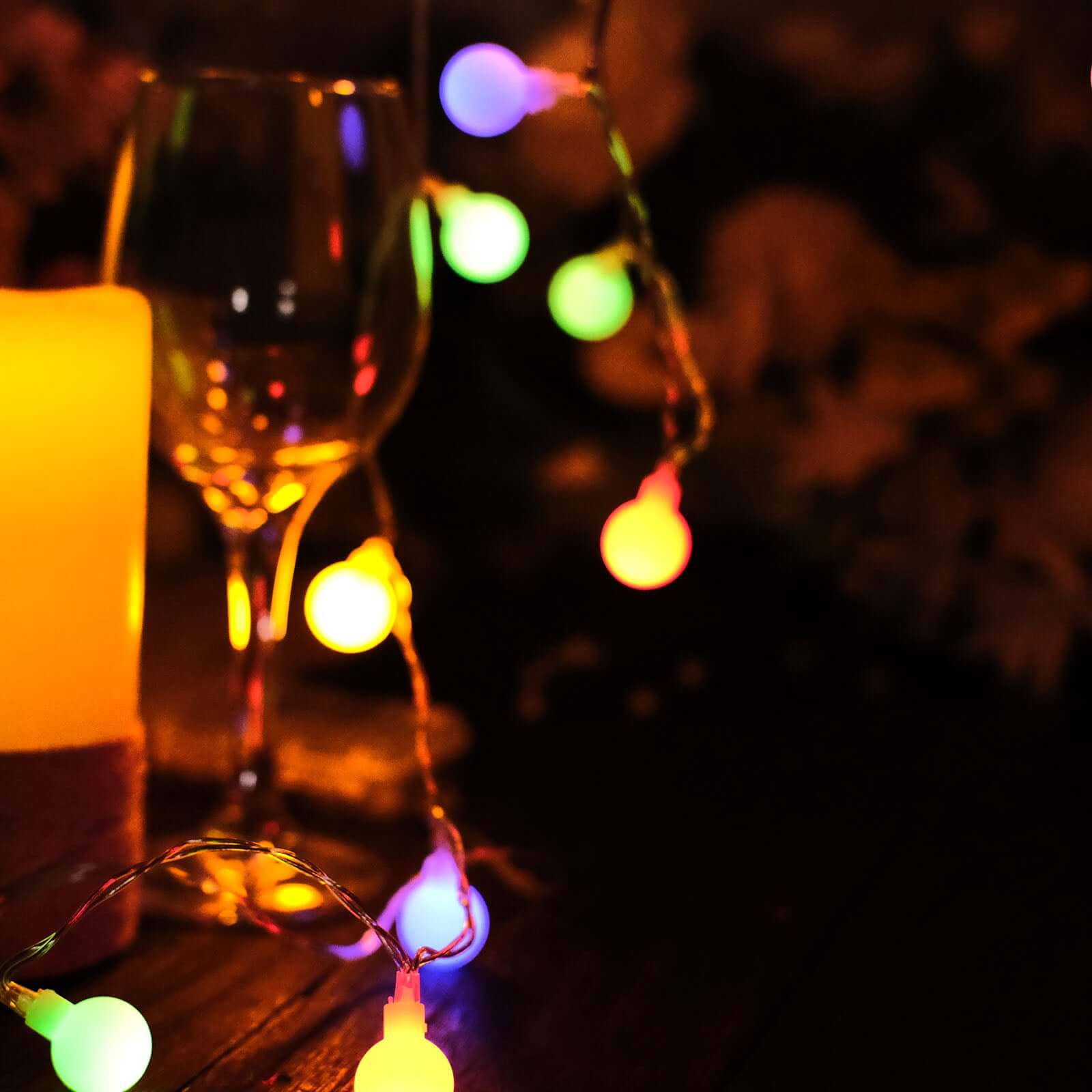 16ft Colorful Frosted 50 LED Bulb Battery Operated Fairy String Lights, Remote Included