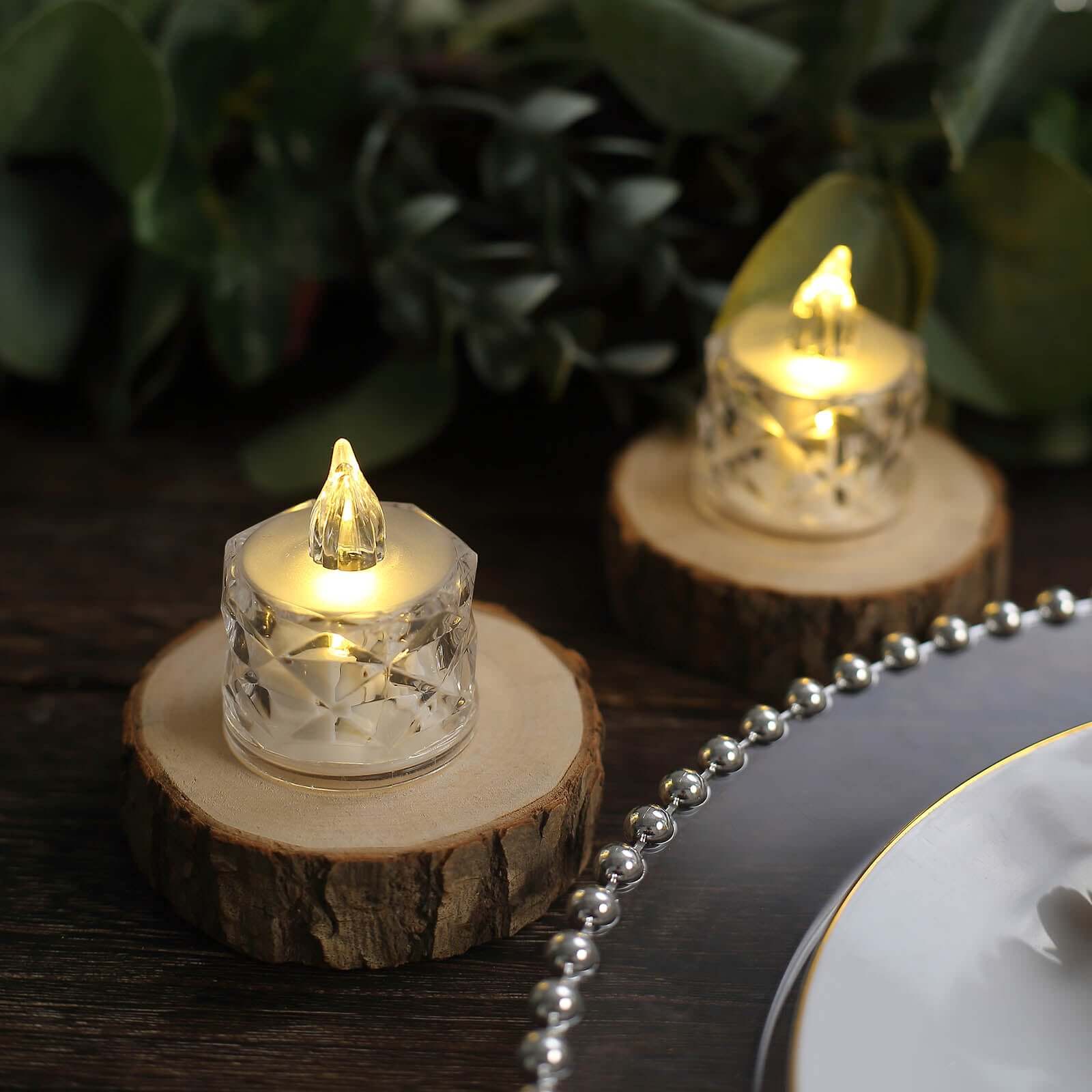 12-Pack LED Flameless Lighting Diamond Style Warm White - Battery Operated Tealight Candles 2"