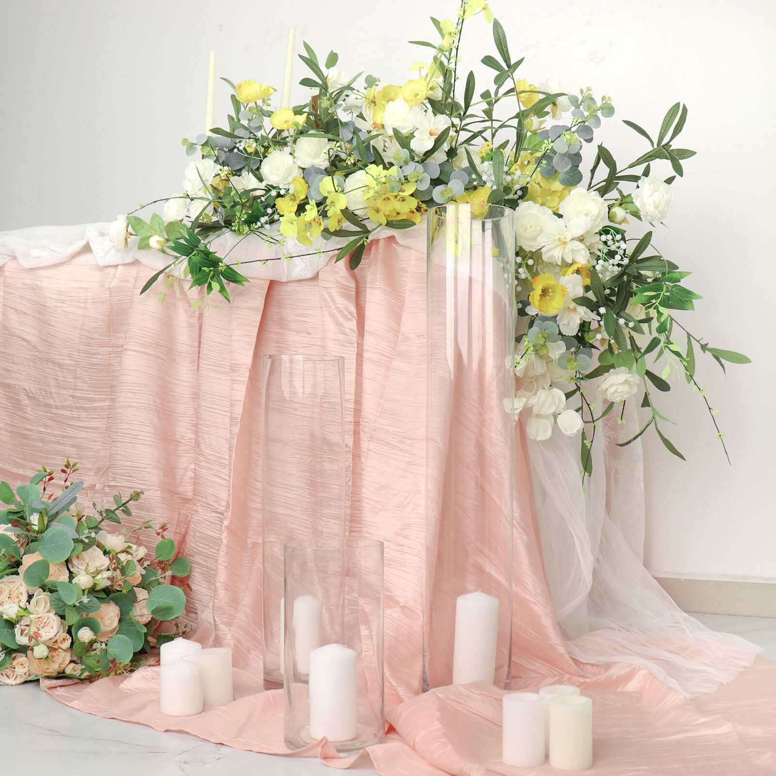 12-Pack Glass Flower Vases Cylinder Design Heavy Duty Clear - Stylish Centerpieces for Weddings 10"