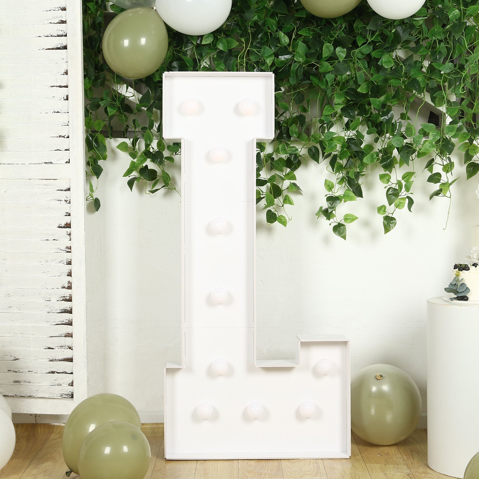 Giant LED Marquee Light Up Letter "L", White 4ft Pre-Cut Foam Board with 10 Warm White Battery Operated LEDs, Glue Gun and Sticks