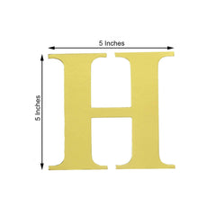 4 Pack 5" Metallic Gold Alphabet Stickers Banner, Customizable Stick on Gold Letters - H