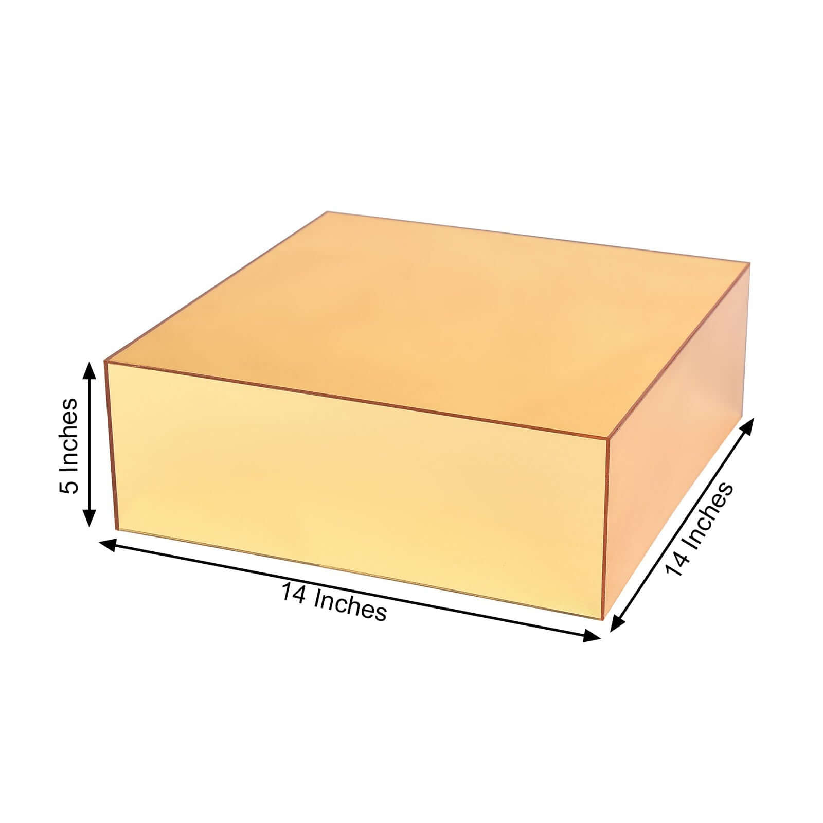 Acrylic Cake Box Stand Pedestal Riser Mirror Finish Gold - Display for Desserts and Events 14"x14"