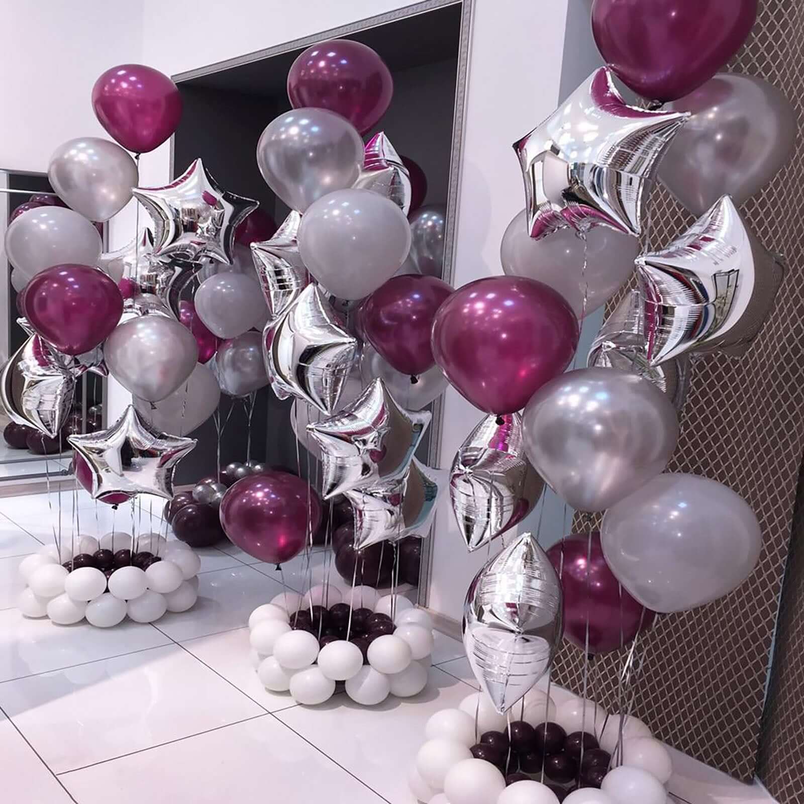 2 Pack 16" 4D Shiny Silver Star Mylar Foil Helium or Air Balloons