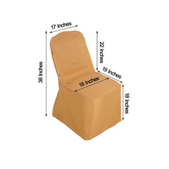 Polyester Slip On Banquet Chair Covers Gold - Stain-Resistant Reusable Durable Fabric