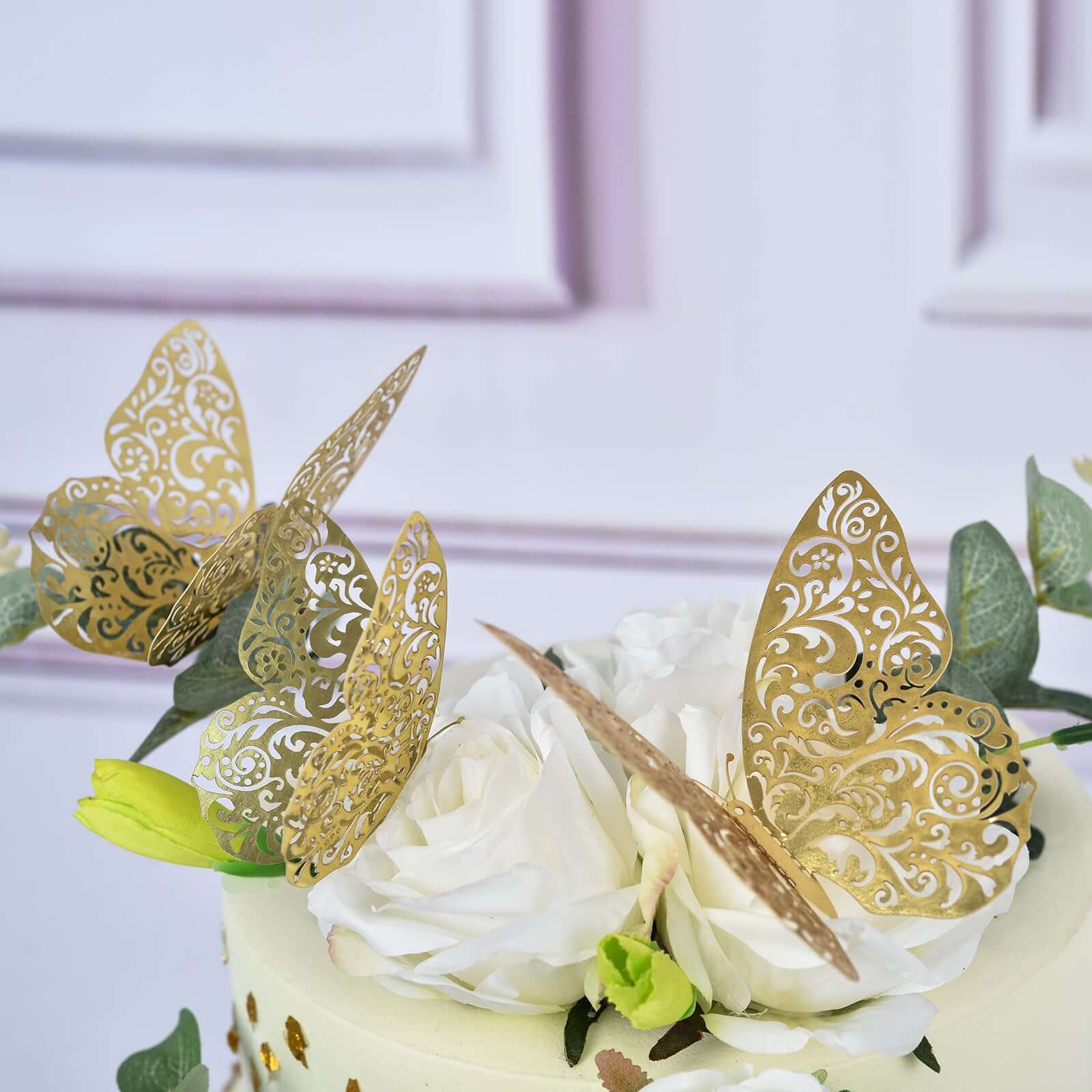 12-Pack 3D Butterfly Wall Decals, DIY Removable Mural Stickers Gold Cake Decorations Eye-Catching Design