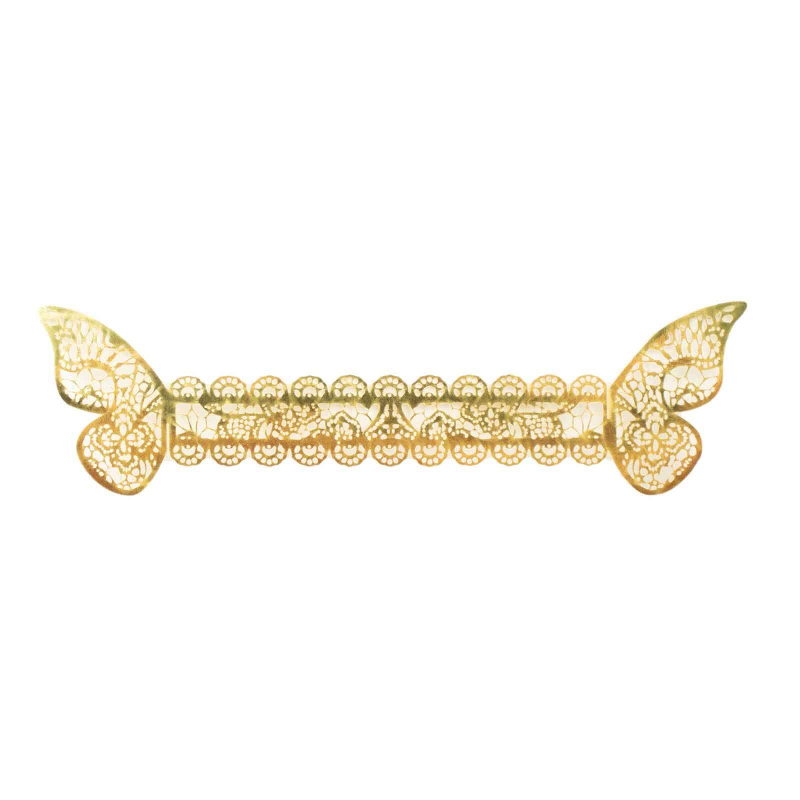 12-Pack Paper Napkin Rings Laser Cut Butterfly Metallic Gold - Decorative Serviette Holders for Events