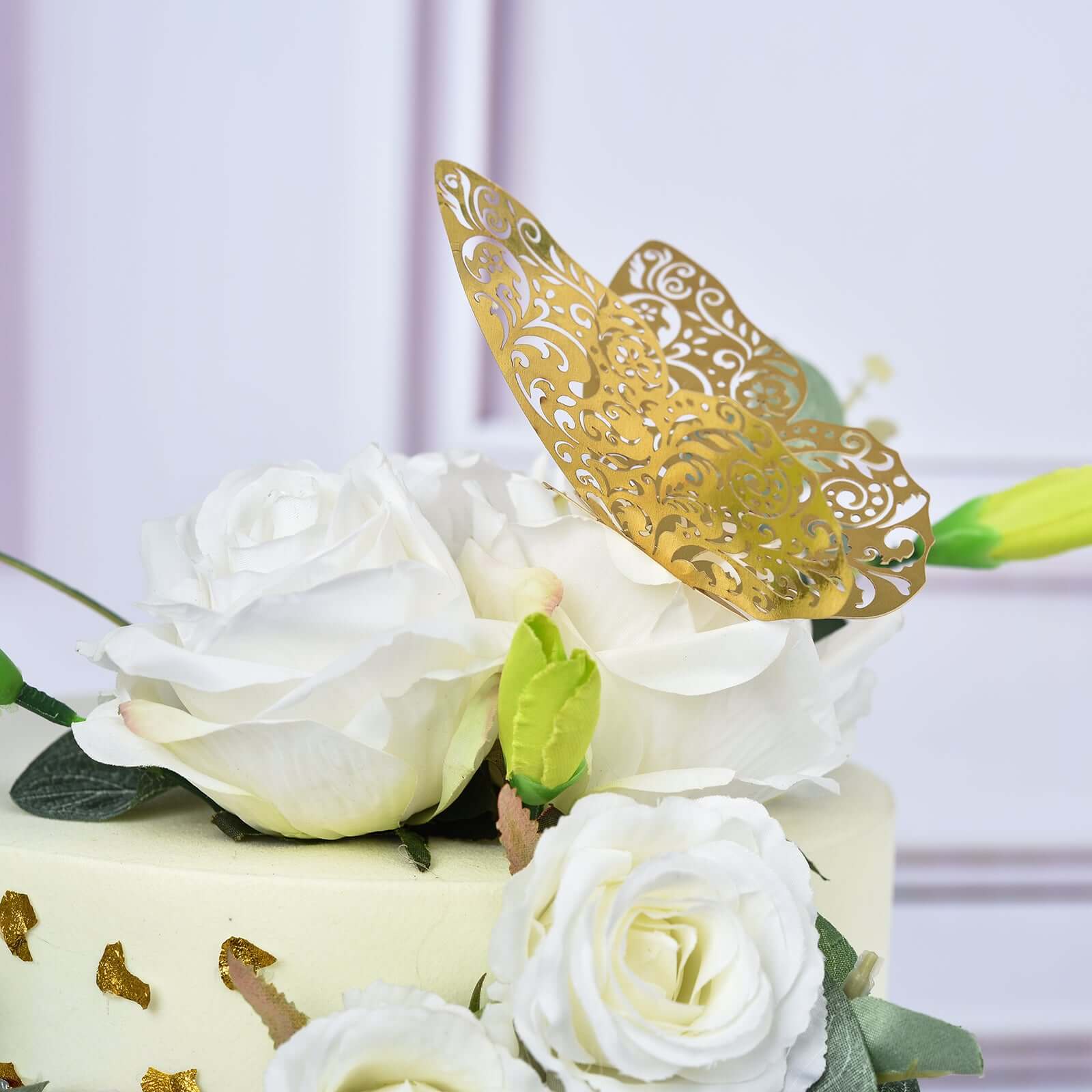 12-Pack 3D Butterfly Wall Decals, DIY Removable Mural Stickers Gold Cake Decorations Eye-Catching Design