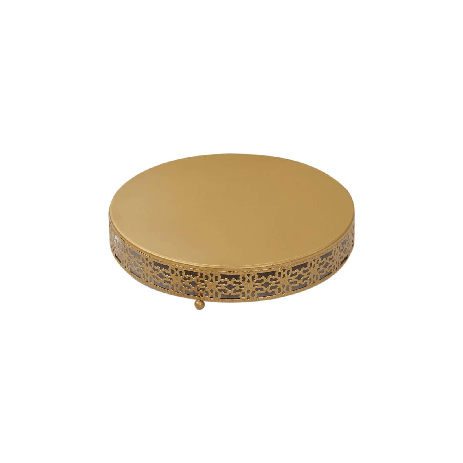 Metal Pedestal Cake Stand Fleur De Lis Round Design Gold - Cupcake Dessert Display Table Centerpiece 12"