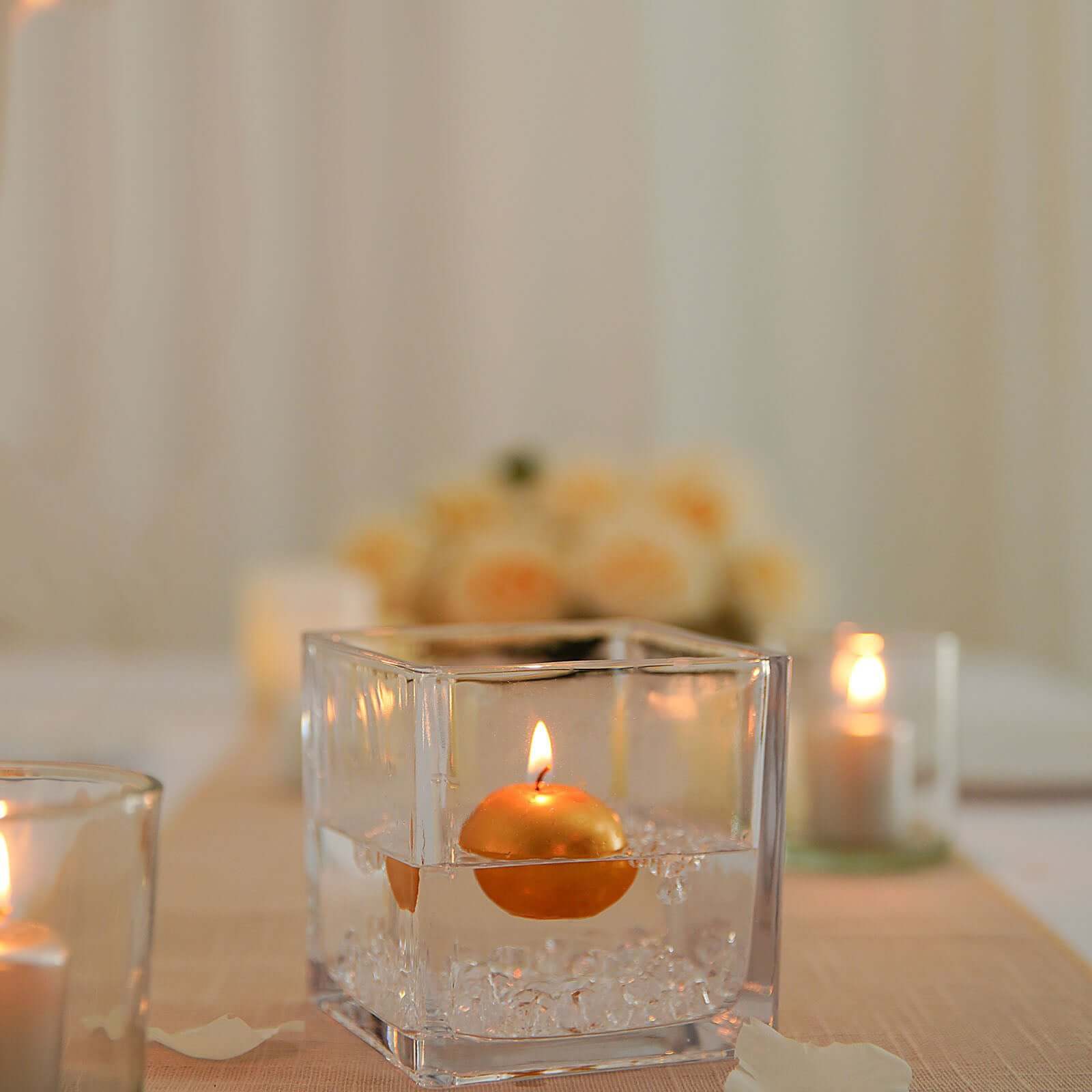 Glass Flower Vase Square Design Heavy Duty Clear - Premium Table Centerpiece for Events 4"
