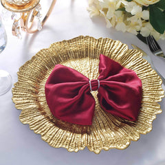 6-Pack Acrylic Plastic Round Charger Plates 13" in Gold with Reef Design, Classy Dinner Party Charger Tableware