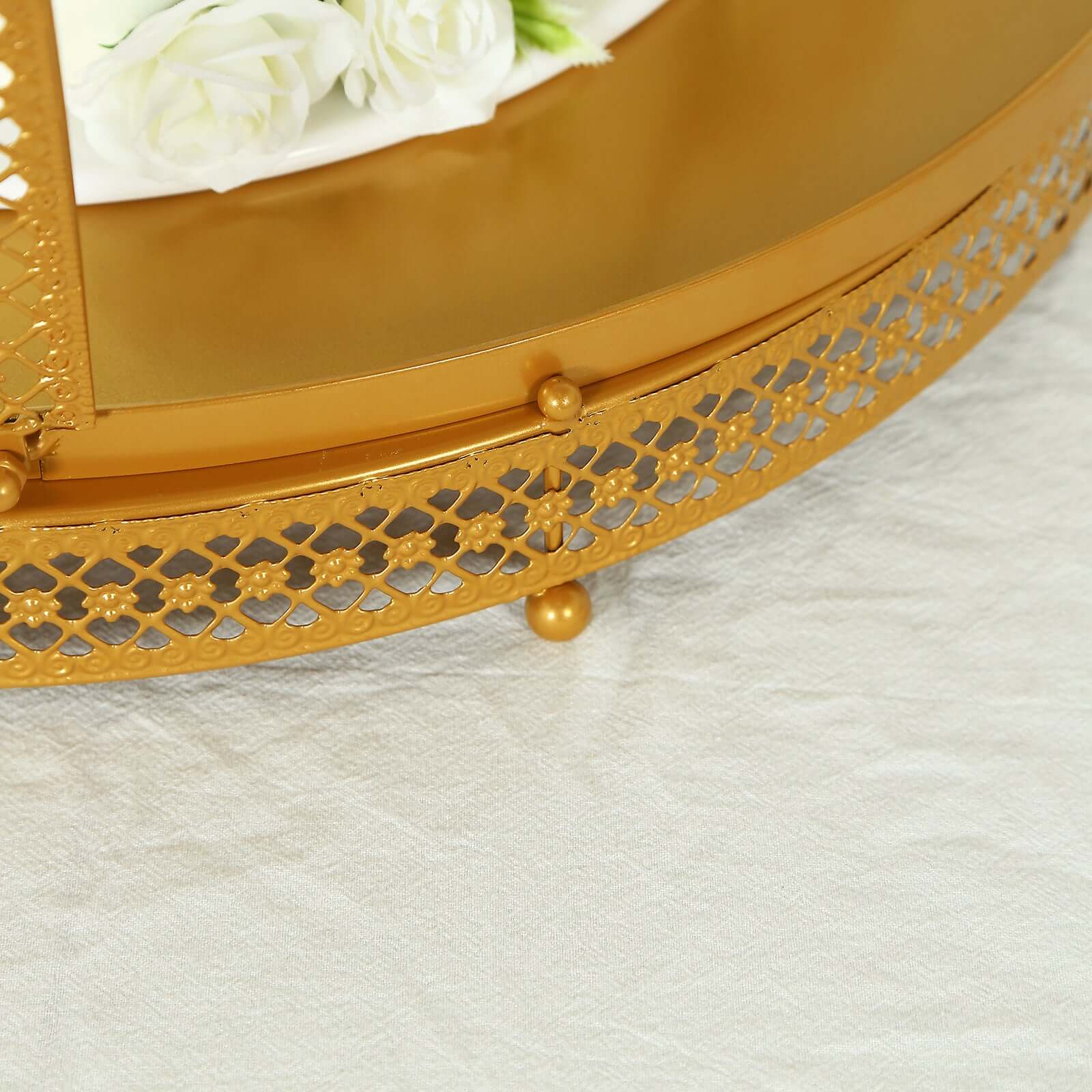 Metal Wedding Cake Stand 26" Gold Princess Crown Style - Exquisite Cupcake Display Holder Centerpiece for Fairy Tale Weddings & Chic Dessert Presentations