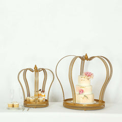 Metal Wedding Cupcake Stand Gold Princess Crown Style - Stunning Dessert Display Holder Centerpiece for Upscale Weddings & Special Occasions 19"