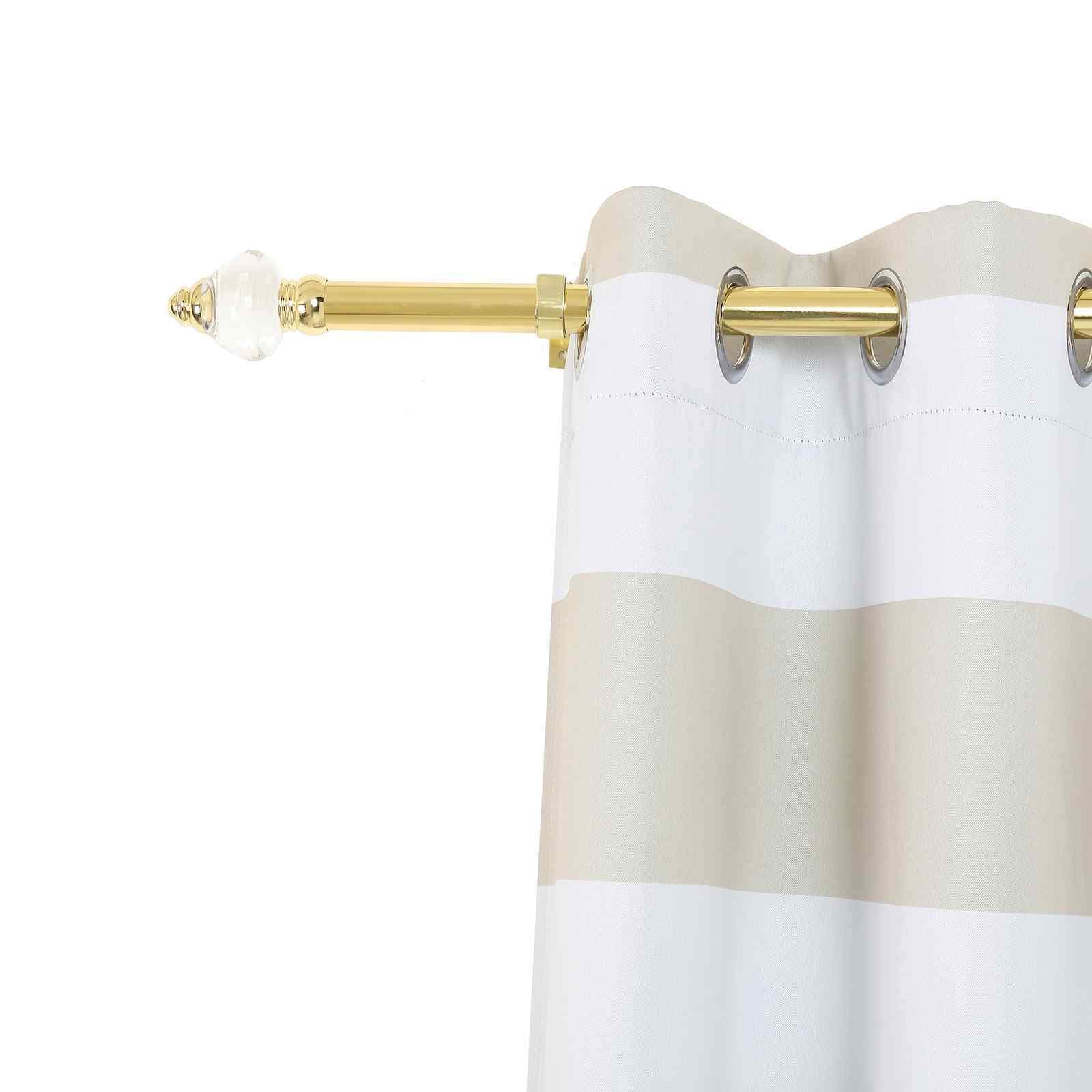 42"-126" Adjustable Metal Curtain Rod Set, Gold, Acrylic Designer Finials