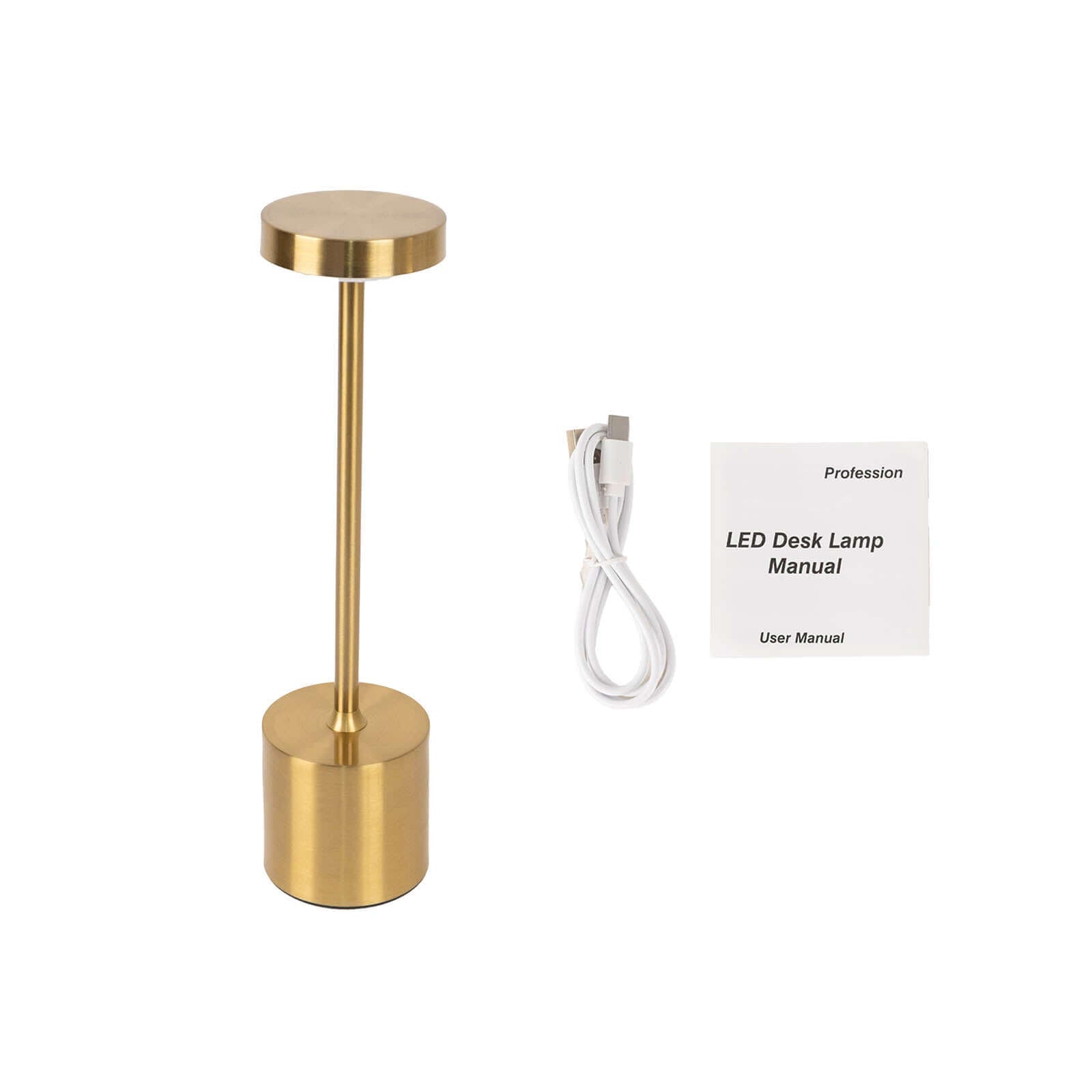 Cordless Table Lamp Modern Metal Gold Design LED Dimmable with Touch Control - Rechargeable Night Light 13"