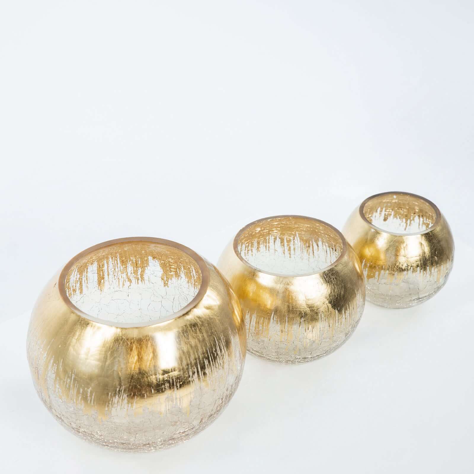 Glass Flower Vase Gold Foiled Crackle Bubble - Decorative Floral Centerpiece for Tables 6"