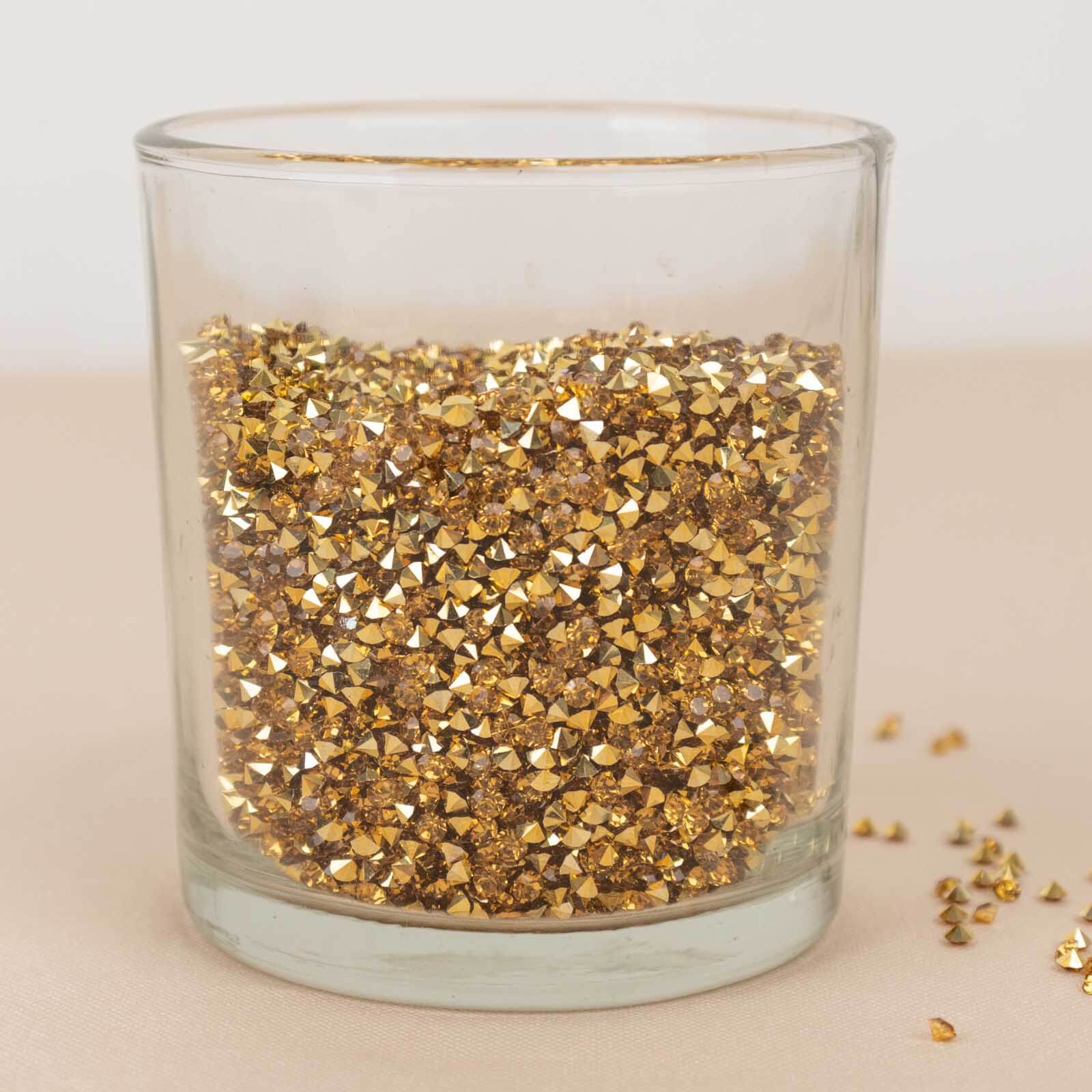 14400 Pcs Faux Diamond Rhinestone Vase Fillers Gold, Wedding Table Scatter Gems Sparkling Decorative Design 3mm