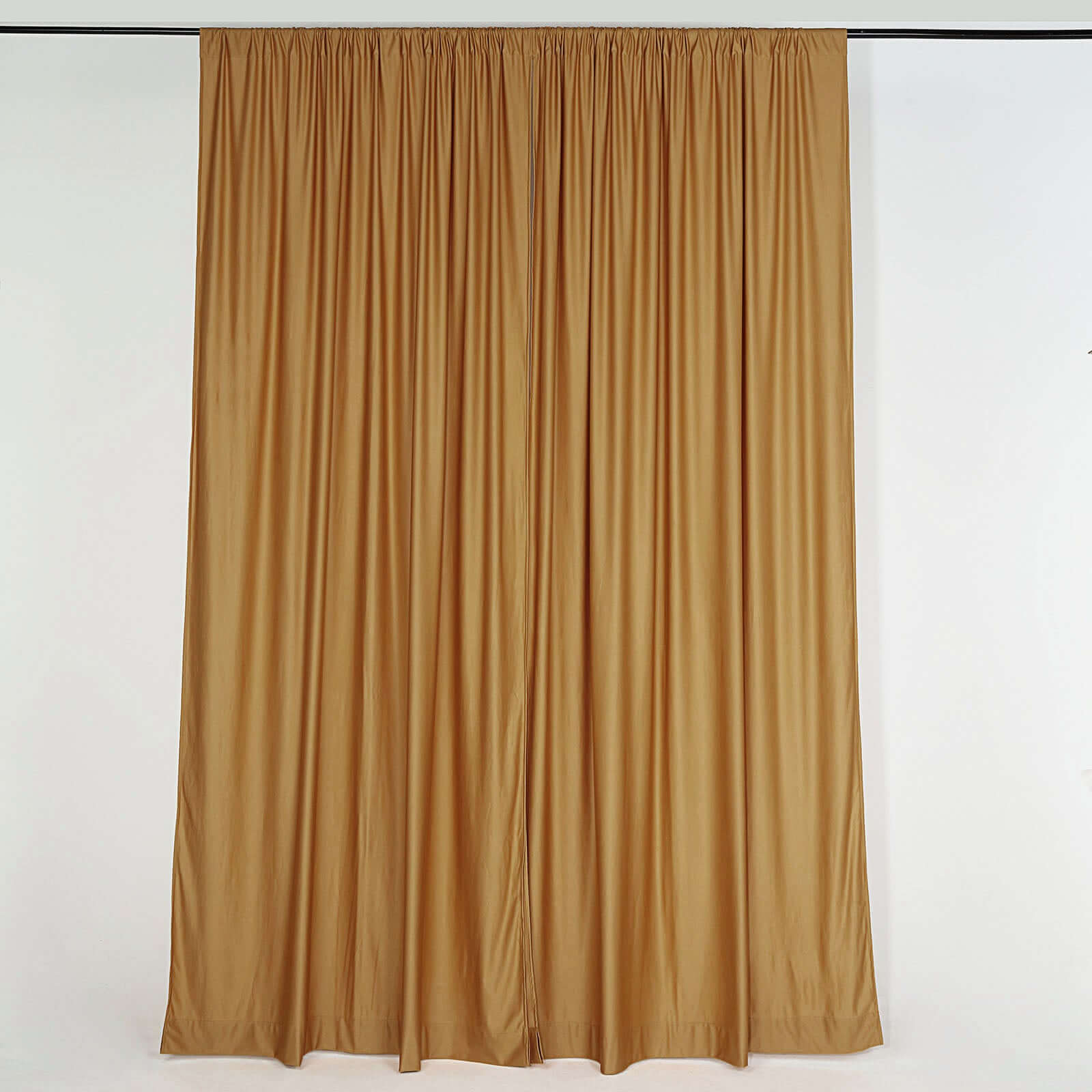 2 Pack Gold Scuba Polyester Event Curtain Drapes, Durable Flame Resistant Backdrop Event Panels Wrinkle Free with Rod Pockets - 10ftx10ft