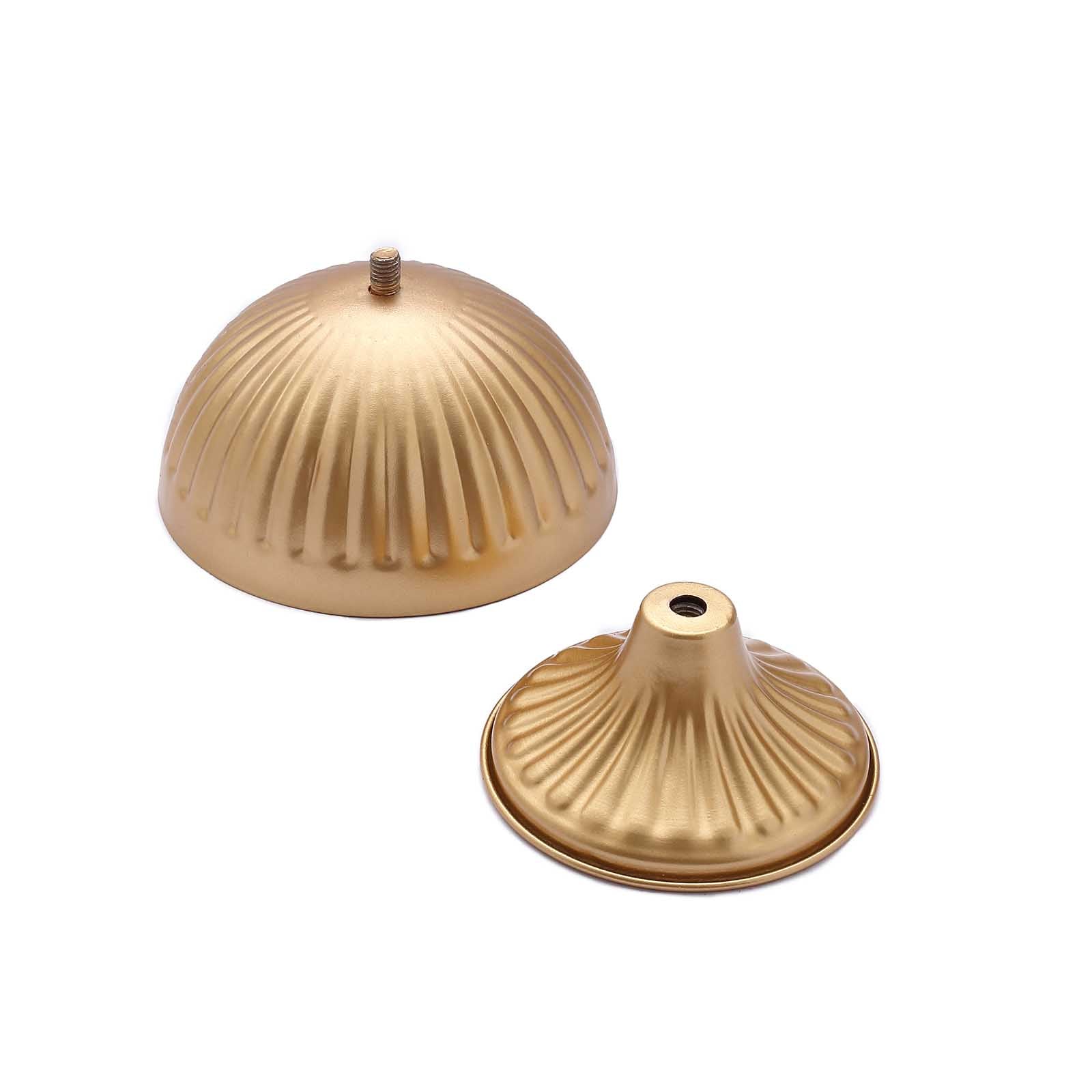 2-Pack Metal Pedestal Flower Vases Ribbed Bowl Style Gold - Antique Mini Compote Vase for Sophisticated Wedding Centerpieces 4"
