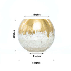 Glass Bud Vase Gold Foiled Crackle Bubble Bowl - Classy Floral Centerpiece for Weddings 4"