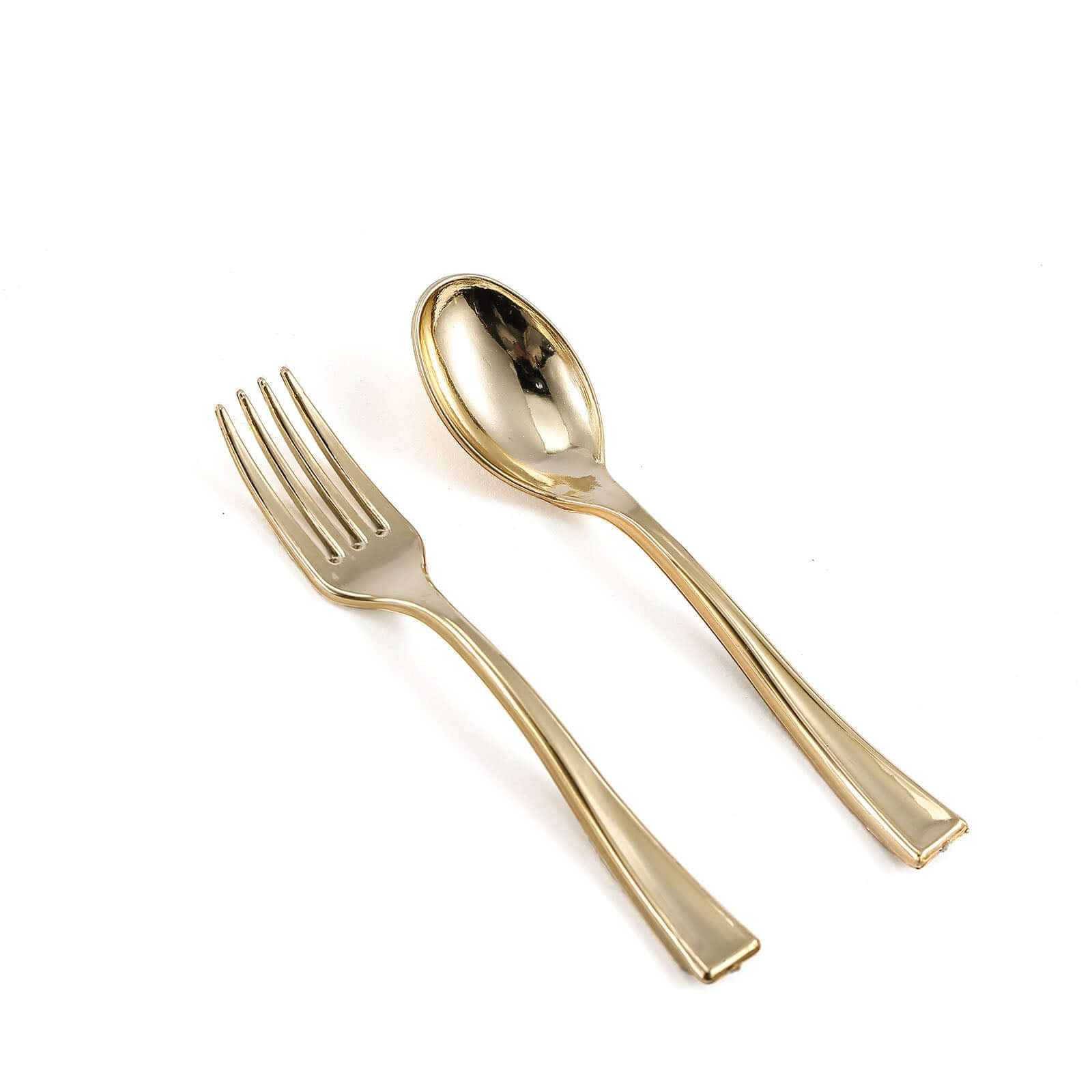 24-Pack Plastic Mini Dessert Forks Gold - Heavy Duty Disposable Appetizer Forks 4"