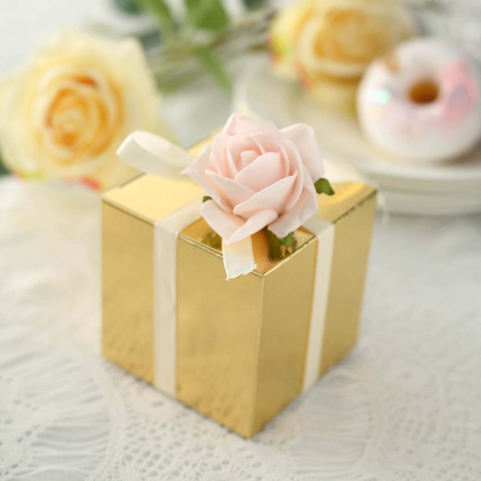 100 Pack 3" Easy DIY Gold Party Or Shower Favor Candy Gift Boxes