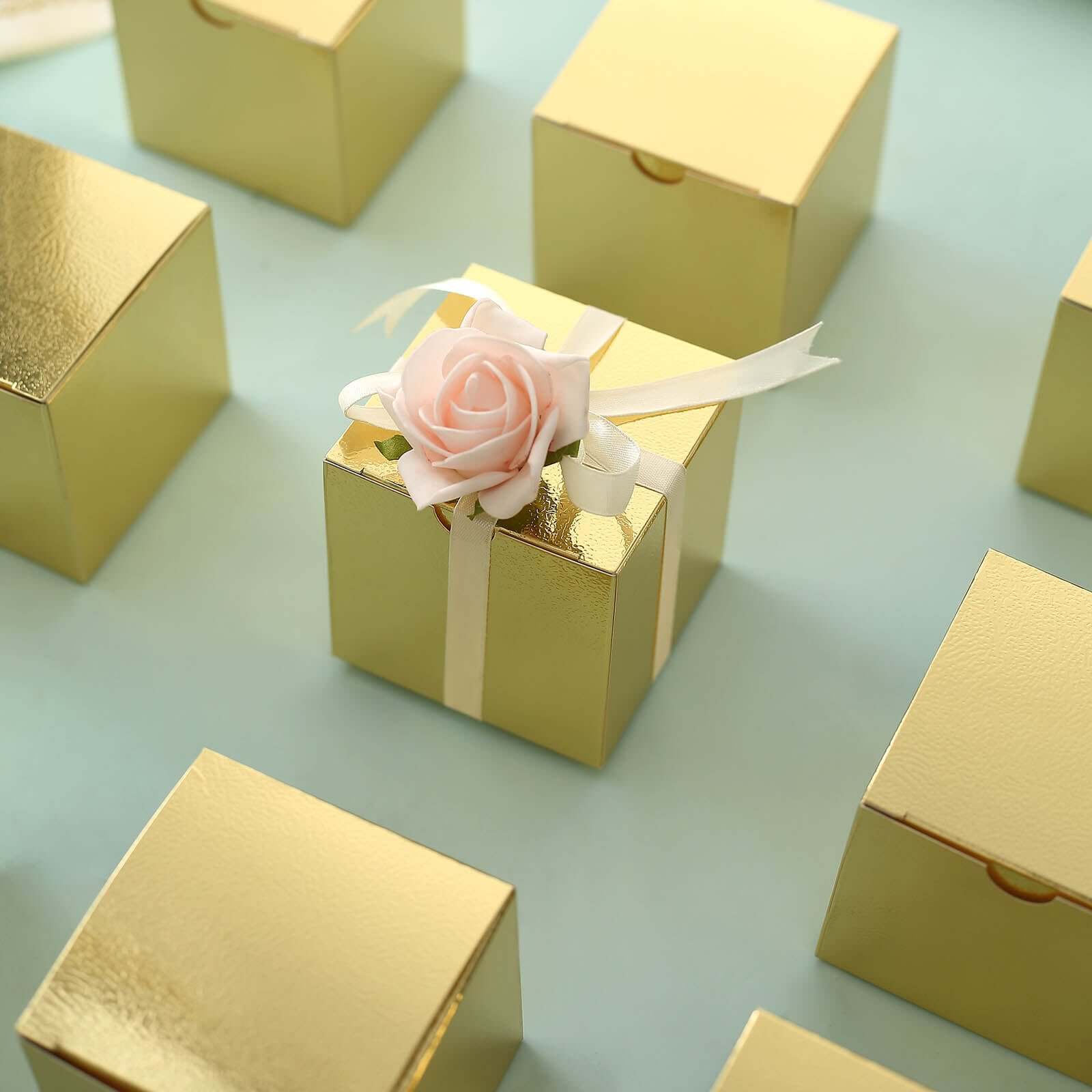 100 Pack 3" Easy DIY Gold Party Or Shower Favor Candy Gift Boxes