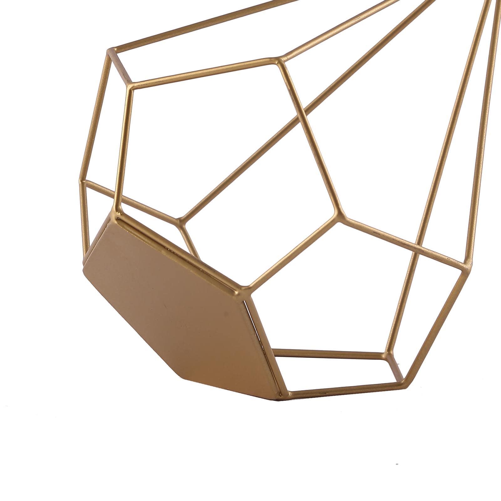 2-Pack Tealight Candle Holders Gold Metal Pentagon Geometric Open Frame - Flower Stand 9"