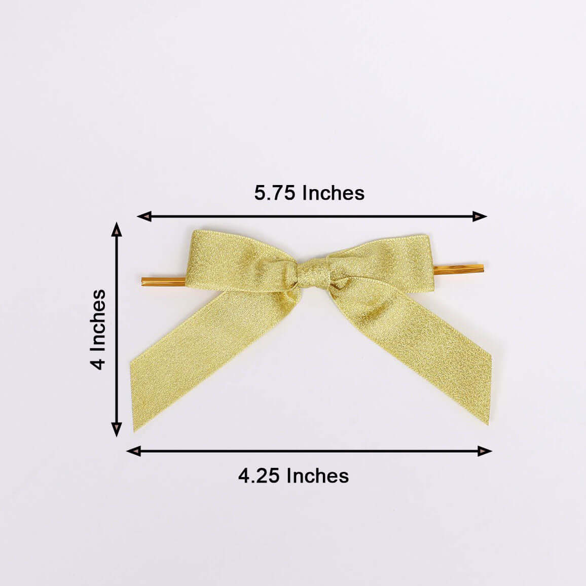 50 Pcs 4" Nylon Ribbon Bows With Twist Ties, Gift Basket Party Favor Bags Decor - Gold Glitter Design