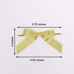 50 Pcs 4" Nylon Ribbon Bows With Twist Ties, Gift Basket Party Favor Bags Decor - Gold Glitter Design