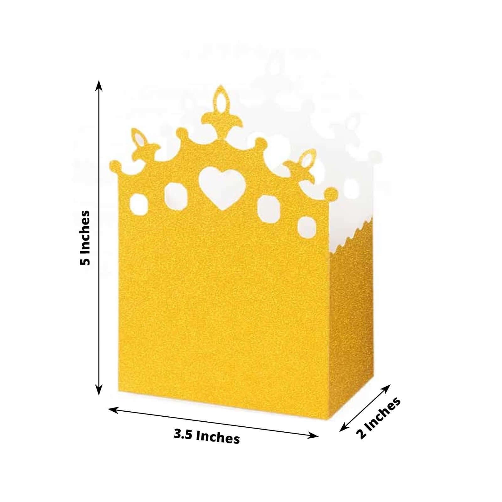 20-Pack Cardstock Favor Boxes Gold Glitter Princess Crown Design - Regal Fantasy Fairytale InspiredTreat Bags for Wedding Birthday Baby Shower Decorations 3.5"x 2"x 5"