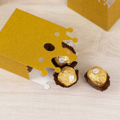 20-Pack Cardstock Favor Boxes Gold Glitter Princess Crown Design - Regal Fantasy Fairytale InspiredTreat Bags for Wedding Birthday Baby Shower Decorations 3.5"x 2"x 5"