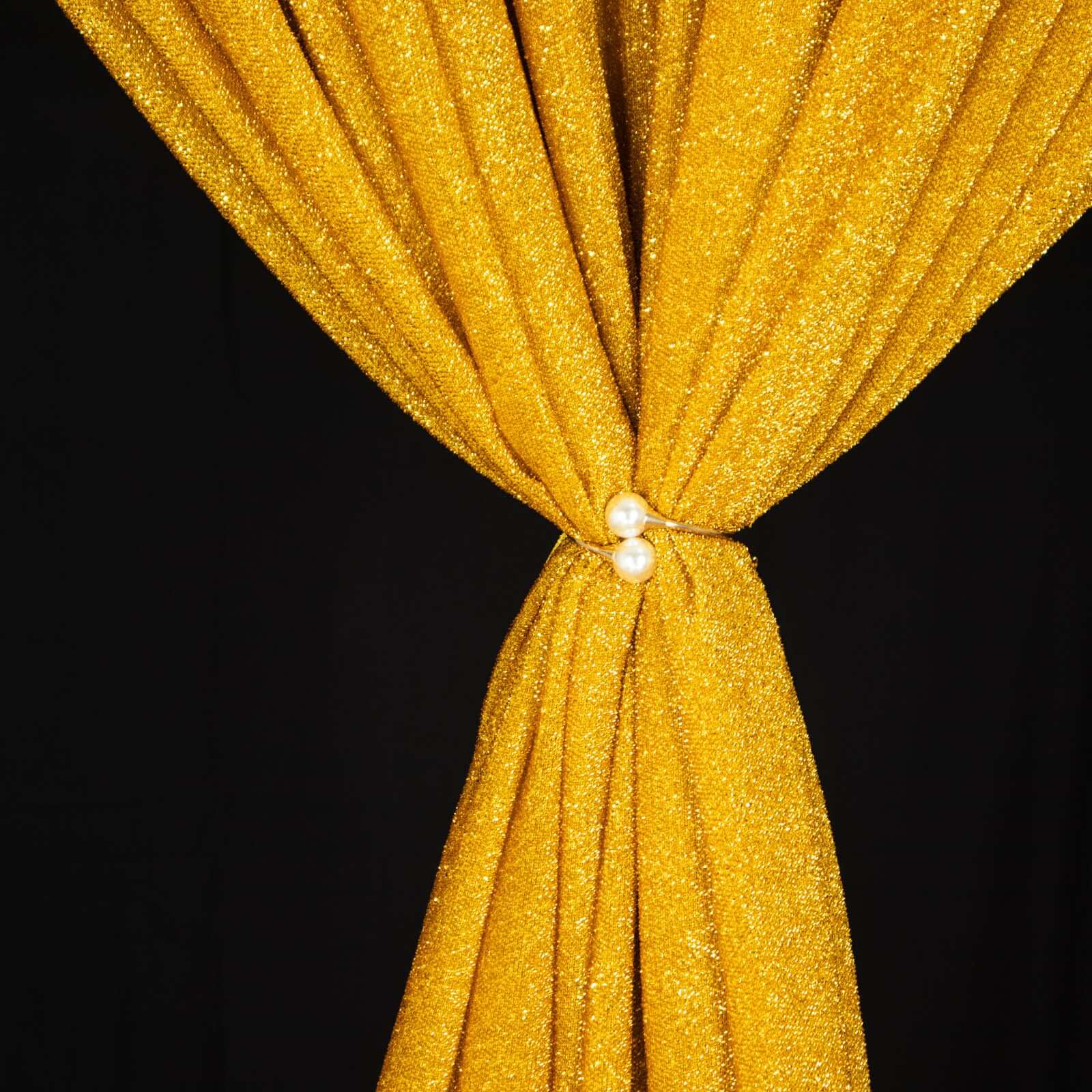 20ftx10ft Gold Metallic Shimmer Tinsel Event Curtain Drapes, Backdrop Event Panel