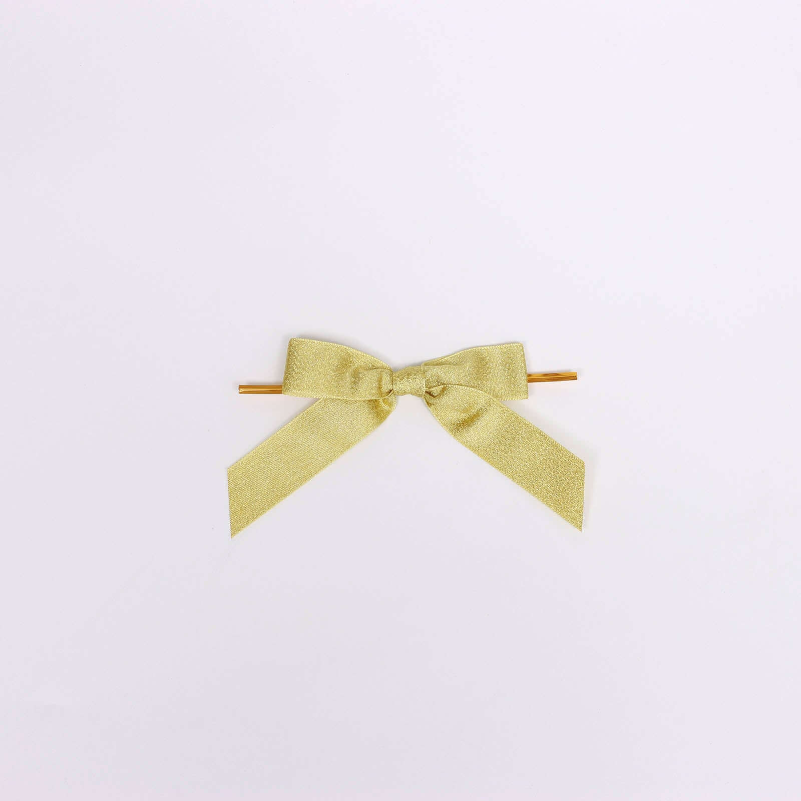 50 Pcs 4" Nylon Ribbon Bows With Twist Ties, Gift Basket Party Favor Bags Decor - Gold Glitter Design