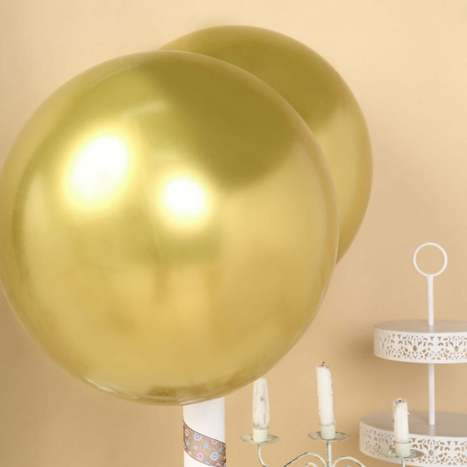 5 Pack 18" Metallic Chrome Gold Latex Helium or Air Party Balloons