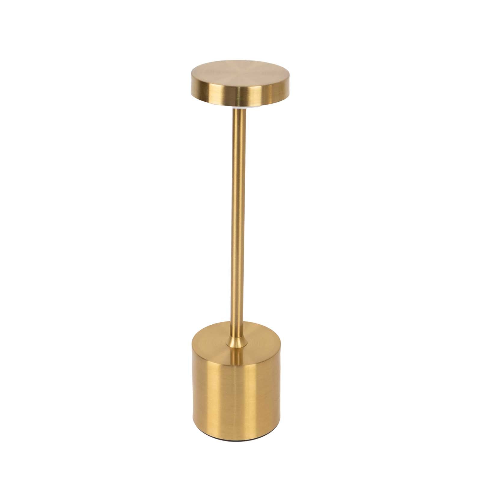 Cordless Table Lamp Modern Metal Gold Design LED Dimmable with Touch Control - Rechargeable Night Light 13"