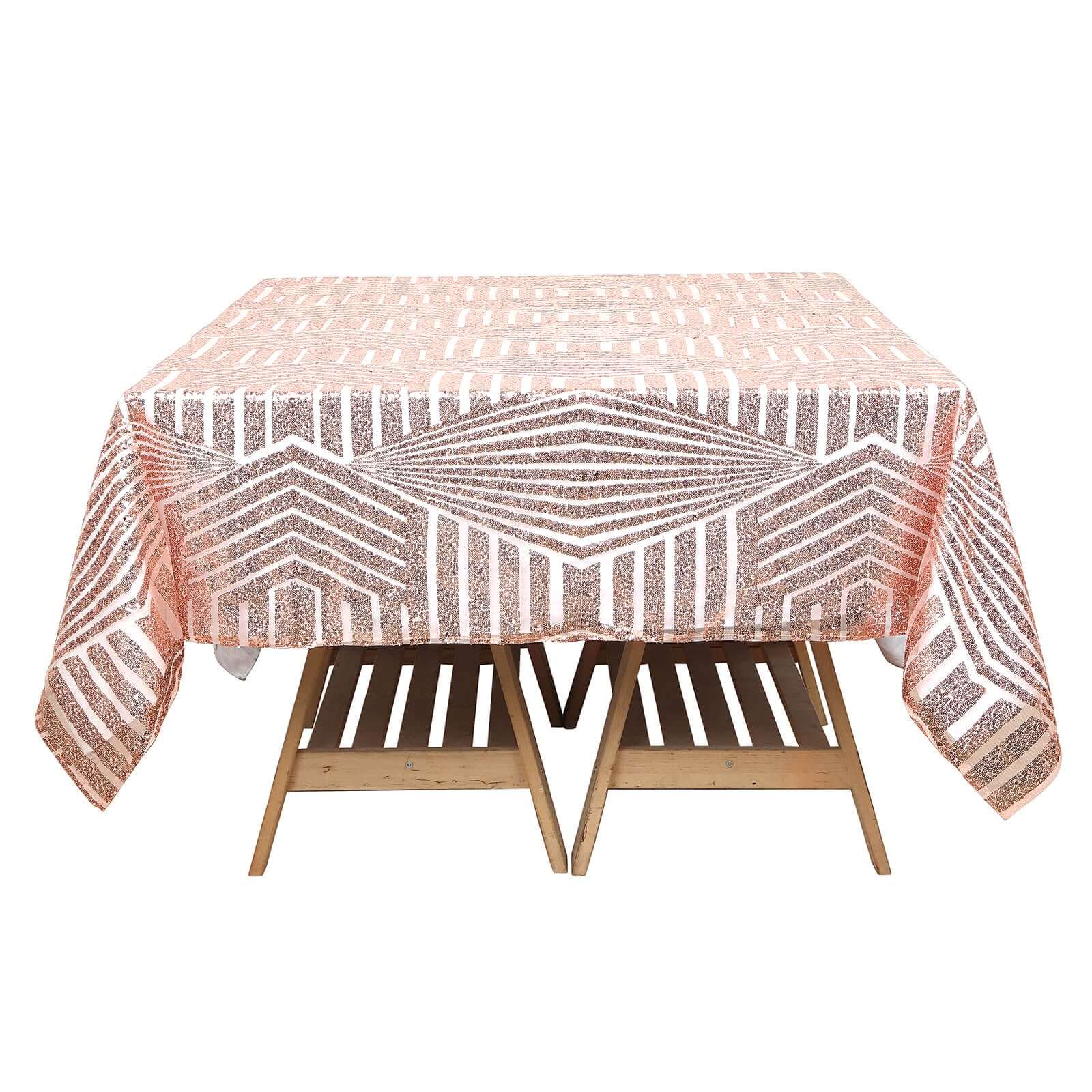 Sequin 72" Table Overlay Square Tablecloth Blush - Diamond Glitz Table Cover