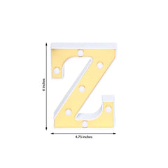 3D Marquee Letter "Z" Warm White 7 LED Lights Gold - Chic Light-Up Decor for Events 6"