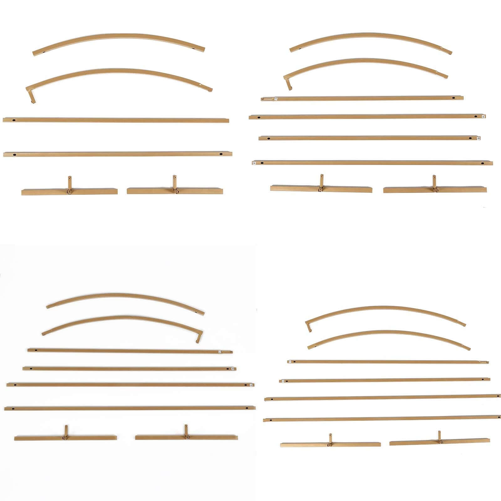 Set of 4 Gold Metal Half Moon Floral Frame Wedding Arbor Stand, Chiara Backdrop Display Arch - 2.5ft,5ft,6ft,7ft