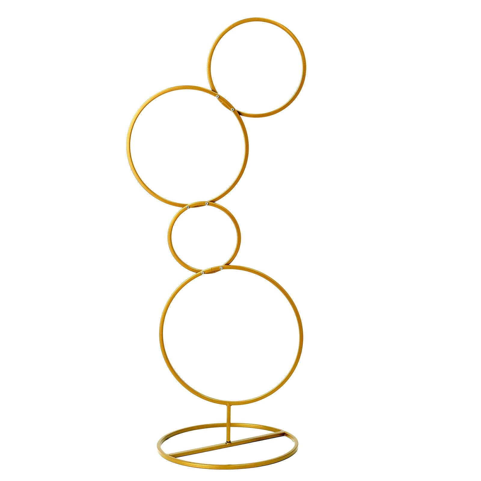3ft 4-Tier Gold Metal Hoop Pillar Flower Stand, Wreath Wedding Arch Table Centerpiece
