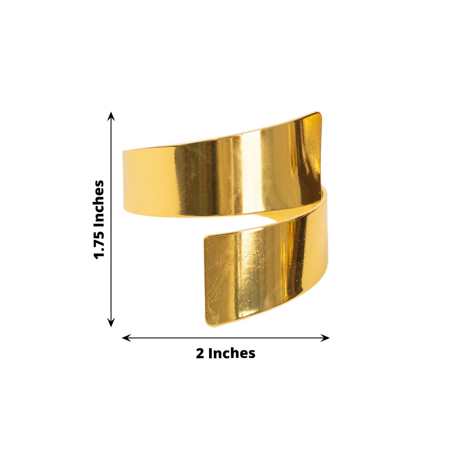 4 Pack Shiny Gold Metal Swirl Wrap Cuff Band Napkin Rings, Decorative Scroll Serviette Buckle Napkin Holders