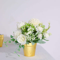 6 Pack 3" Gold Plastic Party Favor Bucket-Containers, Mini Succulent Nursery Planters, Flower Pot Crafts
