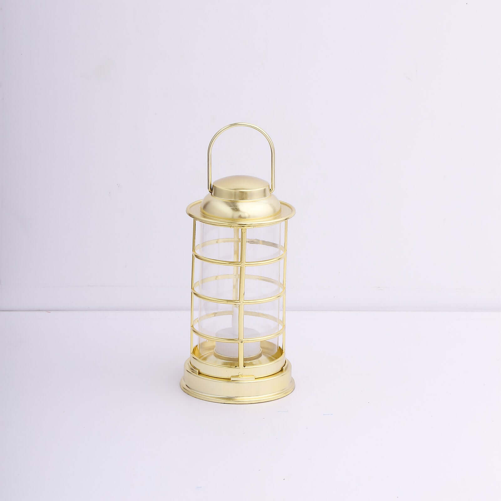 3-Pack LED Tealight Candles Decorative Gold - Battery Operated Mini Lantern Lamps 7"